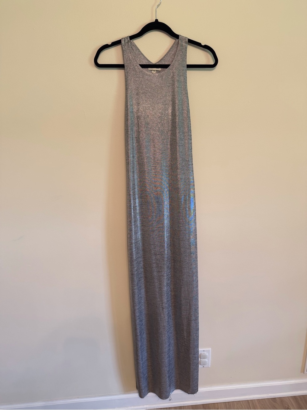 silence + noise Metallic Silver Racerback Maxi Dress